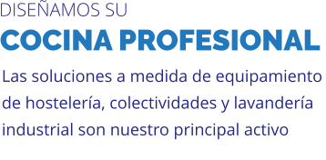 COCINA PROFESIONAL Las soluciones a medida de equipamiento de hostelería, colectividades y lavandería industrial son nuestro principal activo DISEÑAMOS SU